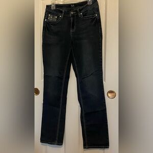 Earl Jeans Straight Leg Silver Rhinestone Details.